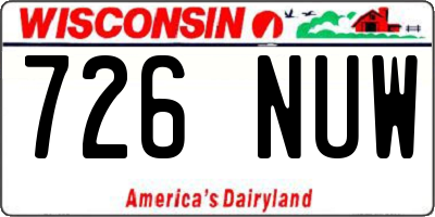 WI license plate 726NUW