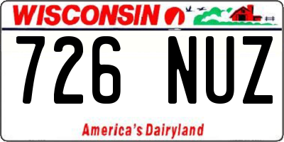 WI license plate 726NUZ