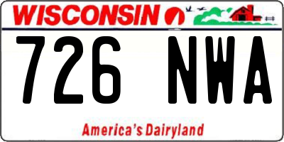 WI license plate 726NWA