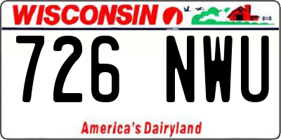 WI license plate 726NWU
