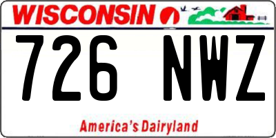 WI license plate 726NWZ