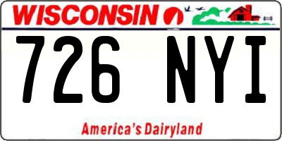 WI license plate 726NYI