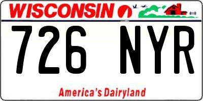 WI license plate 726NYR