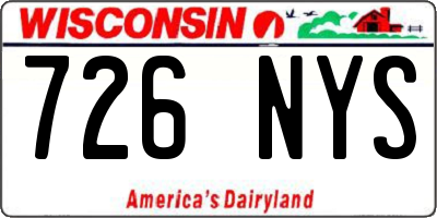 WI license plate 726NYS