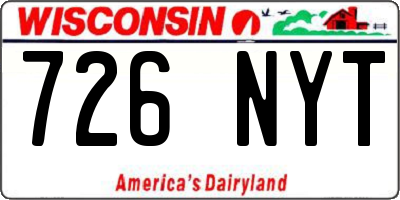 WI license plate 726NYT