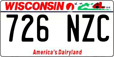 WI license plate 726NZC