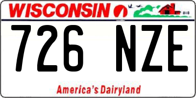 WI license plate 726NZE