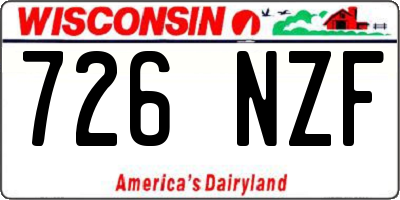 WI license plate 726NZF