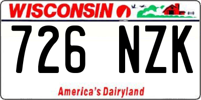 WI license plate 726NZK