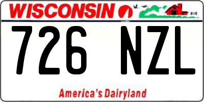 WI license plate 726NZL