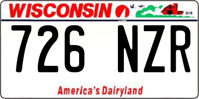 WI license plate 726NZR