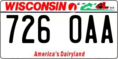 WI license plate 726OAA