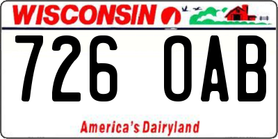 WI license plate 726OAB