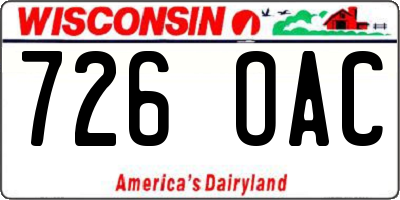 WI license plate 726OAC