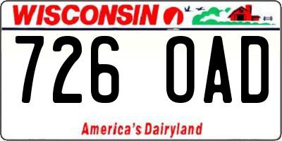 WI license plate 726OAD