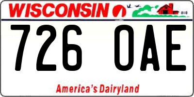 WI license plate 726OAE
