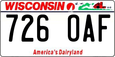 WI license plate 726OAF