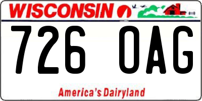 WI license plate 726OAG