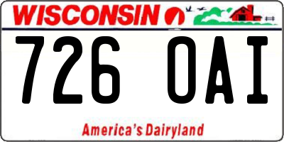 WI license plate 726OAI