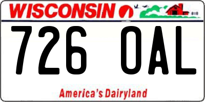 WI license plate 726OAL