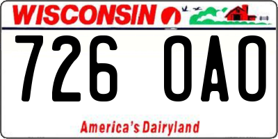 WI license plate 726OAO