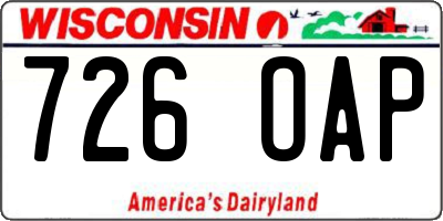 WI license plate 726OAP