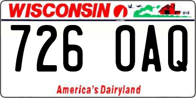 WI license plate 726OAQ