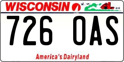 WI license plate 726OAS