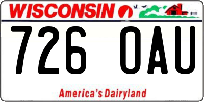 WI license plate 726OAU