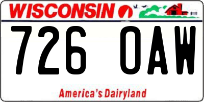 WI license plate 726OAW