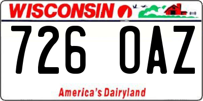 WI license plate 726OAZ