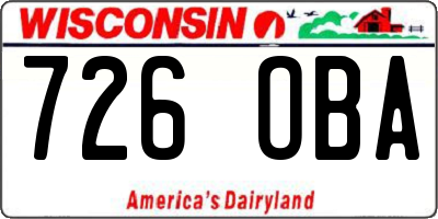 WI license plate 726OBA