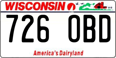 WI license plate 726OBD
