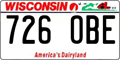 WI license plate 726OBE