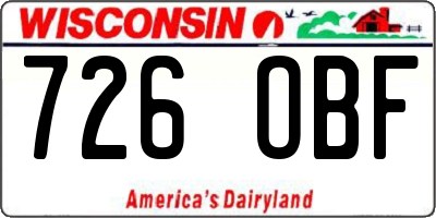 WI license plate 726OBF