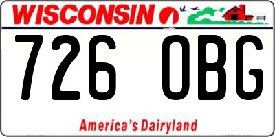 WI license plate 726OBG
