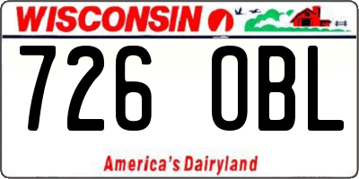 WI license plate 726OBL