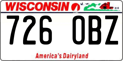 WI license plate 726OBZ