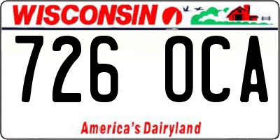 WI license plate 726OCA