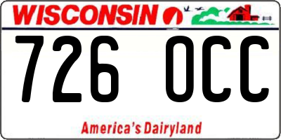 WI license plate 726OCC