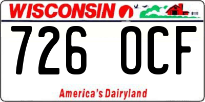 WI license plate 726OCF