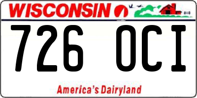 WI license plate 726OCI