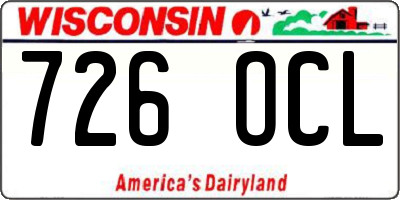 WI license plate 726OCL