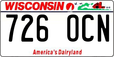 WI license plate 726OCN