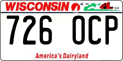 WI license plate 726OCP