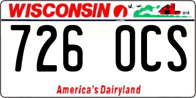WI license plate 726OCS