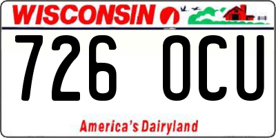 WI license plate 726OCU