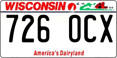 WI license plate 726OCX