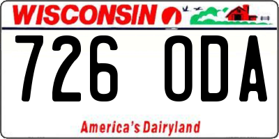 WI license plate 726ODA