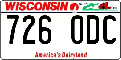 WI license plate 726ODC